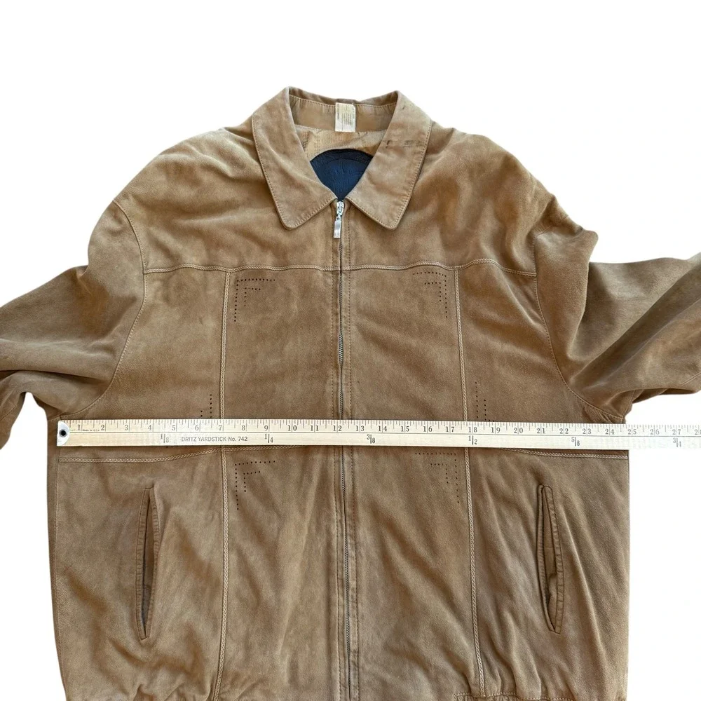 TORRAS Suede Bomber Jacket Mens Tan‎ Leather Zip Front Casual Outerwear XL